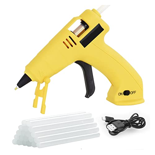 LIBODD Hot Glue Gun USB Charging Wireless Glue Gun with 100Pcs 7mm Glue Sticks DC Mini Gluegun Graft DIY Tool for Home School for DIY Arts, Crafts and Quick Repairs(N-220AY-20PC)