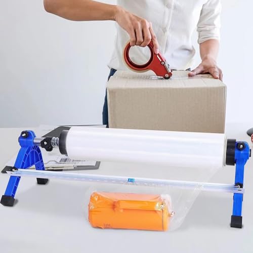 Stretch Film Wrapping Machine, Desktop/Handheld 2-in-1 Stretch Film Dispenser, Maximum Film Width 21.65", Adjustable Tightness, with Anti-Slip Rubber Cover
