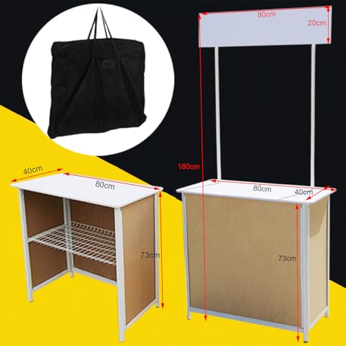Popup Promotion Counter Table, Mobile Portable Reception Event Desk Speech Podium Table, Supermarket Tasting Table Booth Kiosk TradeShow Banner Stand for Exhibitions Advertising Activities Booth Fai
