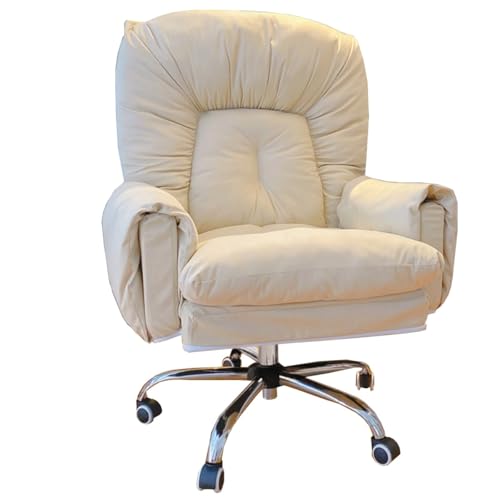 Reclining Executive Office Chairs, Computer Chair Gaming with Back Support Ergonomic Recliner Home Office Desk Chair for Women, Big Tall Managerial Executive Chair with Wheels(/Beige,A)
