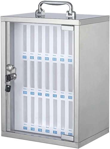 CZHIXG Wall-Mounted Stainless Steel Cell Phones Storage Cabinet Pocket Chart Storage Locker Box with Handle and Security Lock for Classroom Office (24 Slots)-1