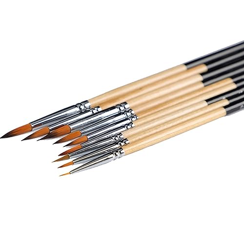 GGAHDSRH 10 Nylon Hair Line Drawing Brush Stroke Oil Painting Pigment Acrylic Gouache Watercolor Painting Long Pole Pen,