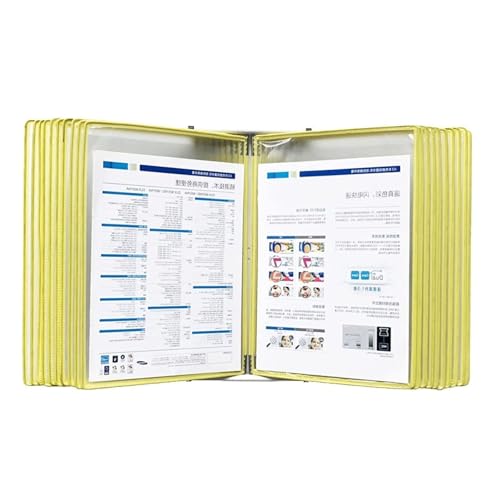 JGSYD Office Folders, Wall Mount Reference Organizer, 20 Display Pockets, Letter-Size, Metal Catalog Display Rack, For Office/Home Display And Storage A4 Do,Yellow