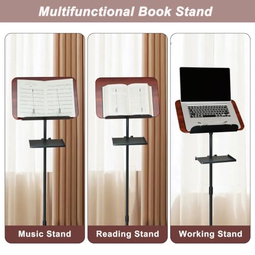 Harlotine Floor Book Stand for Reading, Height Adjustable 33.46"-64.96"