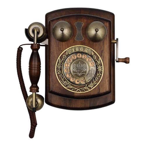 Retro Wall Phones for Landline,Vintage Rotary,Classic Old Fashioned Wall Mount Phone with Mechanical Ringing,Corded for Kitchen Home School Hotel Office,Red
