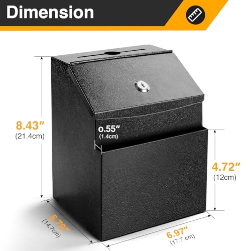 LINSIRON Suggestion Boxes with Slot and Lock,2 Pack Metal Donation Boxes