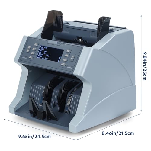 Awjaisca Awjaisca Money Counter Machine with UV/MG/IR Counterfeit Detection,High-Speed Bill Counter (1500 Bill/Min),Batch&Cumulative Counting,Multi-Tender (USD/GBP/EUR/CAD),LCD Display for Bank,Retai