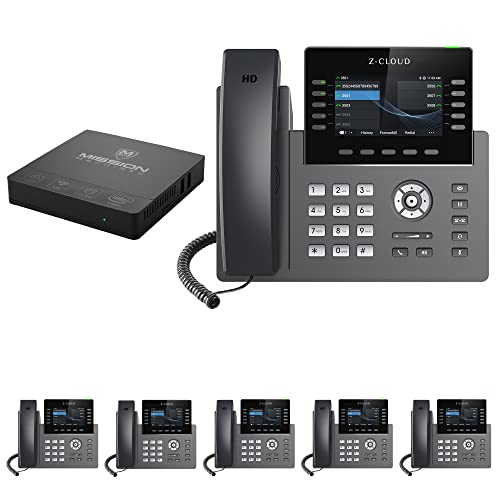 Mission Machines S-100 Business Phone System: Platinum Pack Auto Attendant/Voicemail, Wi-Fi, Cell & Remote Phone Extensions, Call Record & Mission Machines Phone Service for 2 Months (6 Phone Bundle)