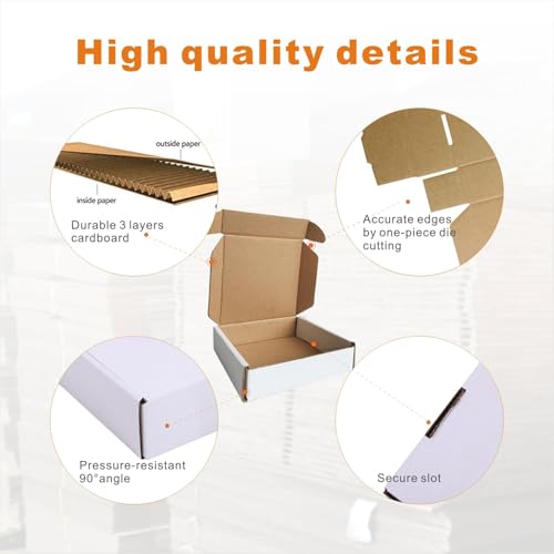 CH-BOX 400 Pack 4x4x1'' Small Shipping Boxes, Corrugated Cardboard Mailers for Business, White (CM441-400)