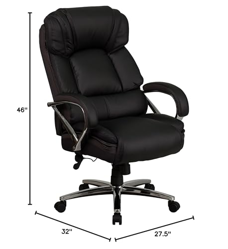 BizChair 500 lb. Big & Tall Black LeatherSoft Executive Swivel Arm Ergonomic Office Chair
