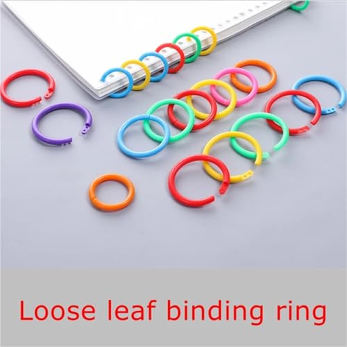 Binder Rings 500pcs Removeable Color Plastic Loose Leaf Binding Ring Clip Coil for DIY Travel Diary(28mm-Orange)