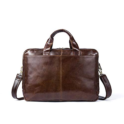WSNHFUD Business Briefcase, Leather Briefcases Messenger Bag Vintage Laptop Attache Case Shoulder for Travel