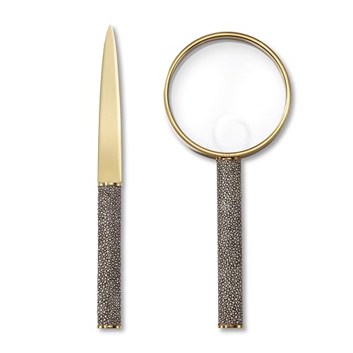 AERIN Chocolate Shagreen Magnifying Glass & Letter Opener Set
