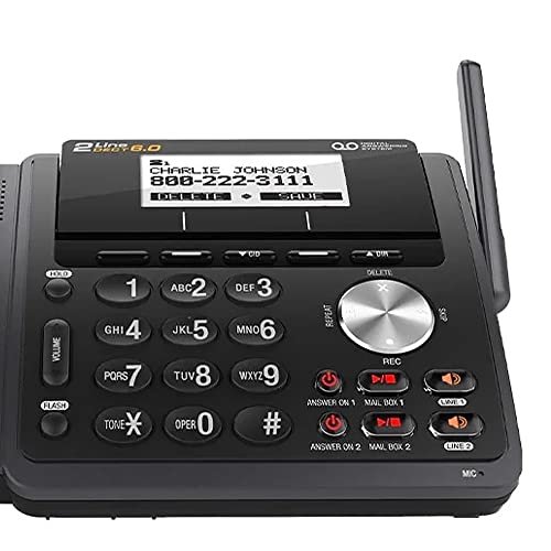 AT&T TL88102BK DECT 6.0 2-Line Expandable Cordless Phone with Answering System and Dual Caller ID/Call Waiting, 1 Handset, Black
