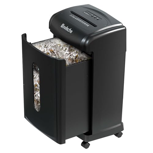 Majnesvon Paper Shredder 19-Sheet Cross Cut - P-4 Security Level, 56dB Operation, 15 Minute Continuous Use, 7.93 Gallon Capacity, Auto Reverse Function (19-Sheet + Black)