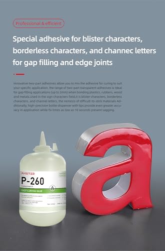 US Stock AB Fast Curing Glue Cyanoacrylate Adhesives Professional Grade AB Super Glue Metal to Metal Glue Adhesive for Channel Letter, Sign Characters Field (Fast Curing G LUE (A), 500mlx6)