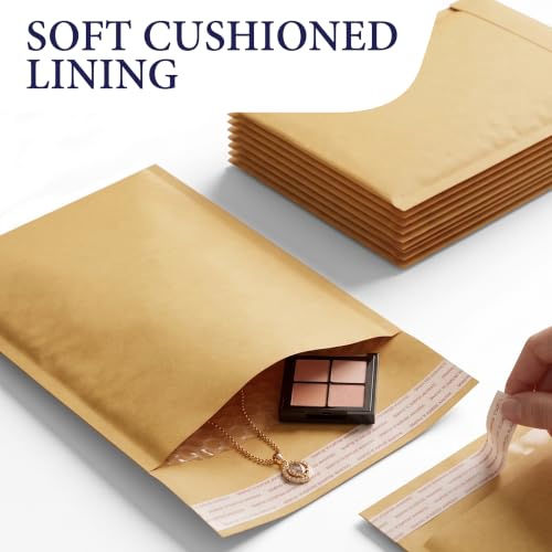 Pacron Self-Seal Kraft Bubble Mailers 10.5x16, 100-Pack Padded Envelopes
