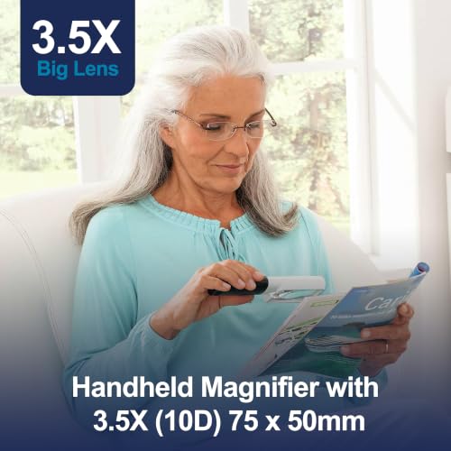 Eschenbach Mobilux LED Handheld Magnifier, 3.5X, 75 x 50 mm, 10D