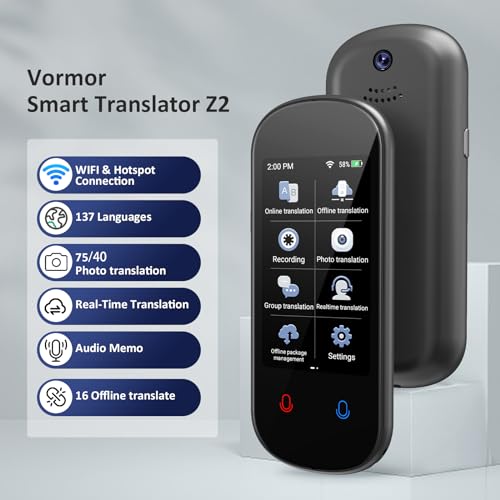 Language Translator Device No WiFi Needed, 138 Languages Two Way Real-Time Voice Translation with 3”HD Touch Screen, Instant Translator Support Offline/Recording/Photo Translation for Travel Business