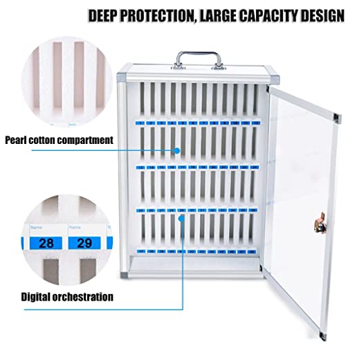 Aluminum Alloy Pocket Chart Storage Cabinet Clear Cell Cell Phone Locker Wall-Mounted with A Locked Can Be Carried by Hand for Office and Classroom (Color : Silver, Size : 36)