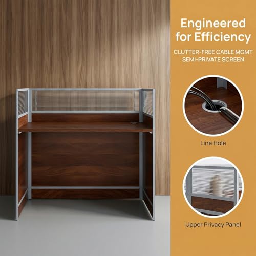 LYDMTSW Office Cubicle Desk, 4 Person Modern Office Workstation Desk with Privacy Partition Staff Table with Cable Management, Modular Office Cubicles Workstations (47.2" Double Computer Desk)