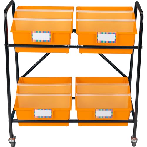 Really Good Stuff Mid-Size Mobile Storage Rack with Picture Book Bins