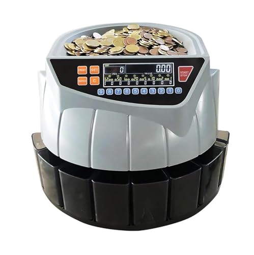 UWYTGF Electric Coin Sorter,Coin Counter with Led Display,8 Coin Bins,216 Units Per Minute - Ideal for Supermarkets,Shops,and Home Use