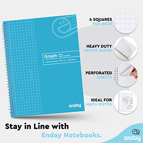Emraw Quad Ruled Notebook Spiral with 70 Sheets White Paper - Set Includes: Blue, Black, Yellow, & Green Covers (48 Pack)