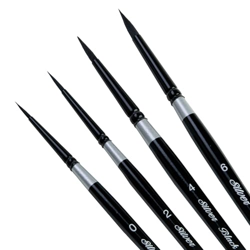Silver Brush Limited Black Velvet Small Rounds Watercolor Brush Set, 4pc