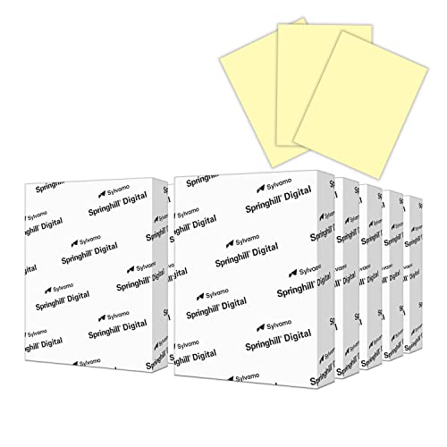 Springhill 8.5” x 11” Canary Yellow Colored Cardstock Paper, 65lb, 176gsm, 2,500 Sheets (10 Reams) – Premium Medium Weight Vellum Cardstock, Printer Paper with Textured Finish – 014051C