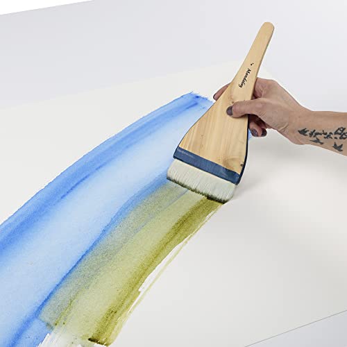 Creative Mark Mandalay Professional Goat Hair Hake Brush - Set of 2-8" Wide Paint Brushes with Paddle Handle for Professional Artists - Soft Natural Bristles Ideal for Sumi-e and Color Washes