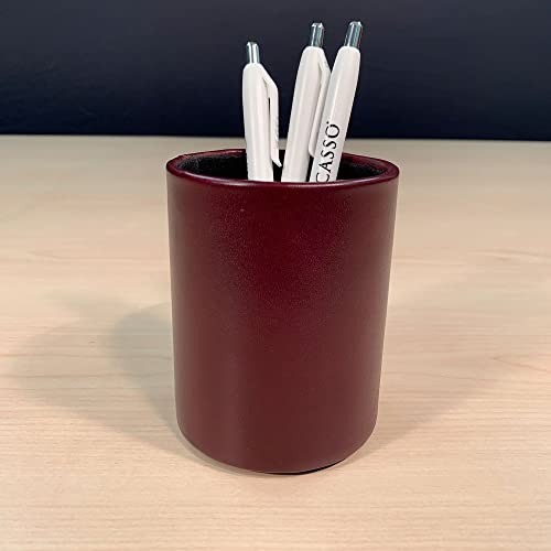 Dacasso Burgundy Leather Desk Set, 3-Piece