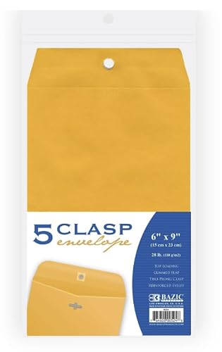 12 Pack, Clasp Envelope 6" X 9" (5/Pack)