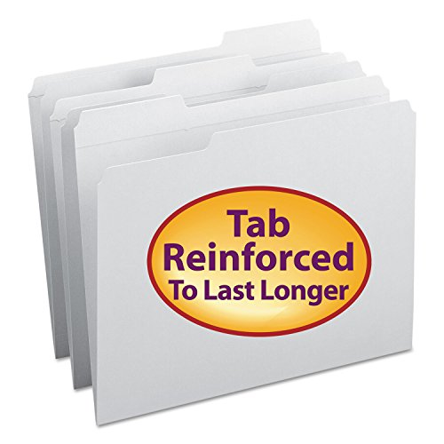 Smead 12834 File Folders 1/3 Cut Reinforced Top Tab Letter White 100/Box