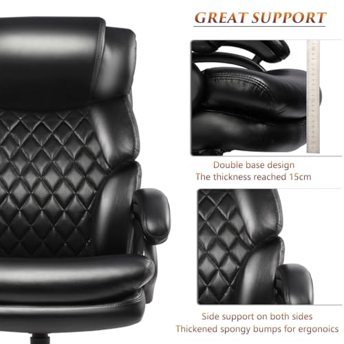 Qusaphy 800lbs Big and Tall Office Chair for Heavy People Executive Office Chair 360 Swivel Computer Desk Chair with Heavy Duty Casters Large Size Home Office Chairs