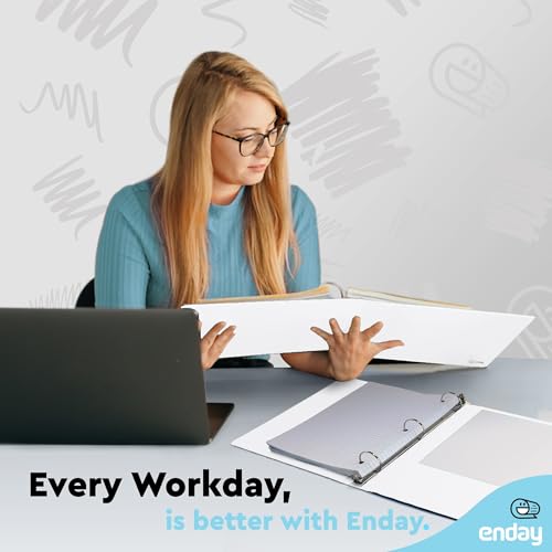 1.5 Inch Binders 3 Ring, White 1 ½ Inch Round Ring Binder with Clear View Cover & 2 Inside Pockets, School Supplies Binders (24 PC) – by Enday