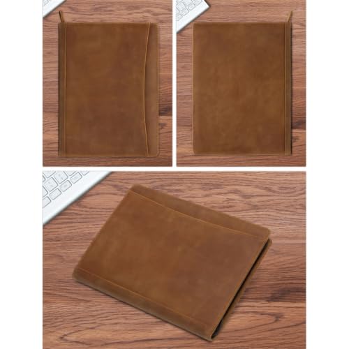 Leather Zipper Padfolio Organizer, Fits 12.9" iPad,Business Document Folder