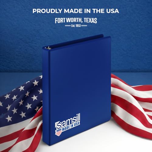 Samsill Durable 1 inch 3 Ring Binder, D Ring Binder, 100% Recycled Chipboard, Blue, 12 Pack