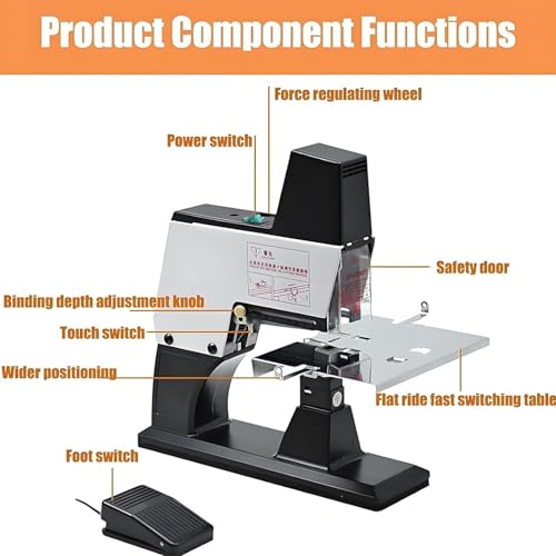Automatic Saddle Binder with Jam Protection, Electric Desktop Stapler for Flat and Vertical Binding of Up to 40 Sheets (Single)