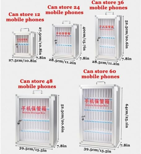 CZHIXG Pocket Chart Cell Phones Storage Cabinet, Phones Storage Cabinet for Office Classroom Student Cell Phone Safe Deposit Box for Can Be Carried by Hand (Color : Silver, Size : 60)-1, 36