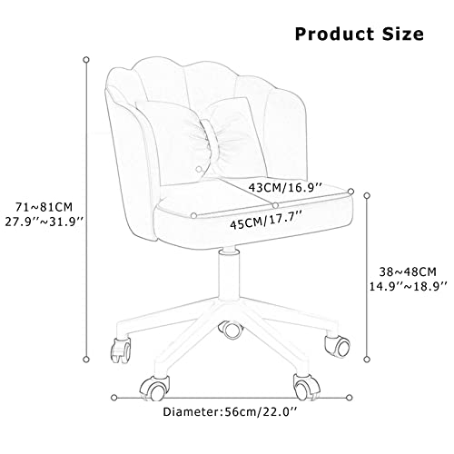 FZGGWYHL Office Velvet Computer with Lumbar Support,Ergonomic Desk Swivel for Home Conference Office Girls Bedroom Vision