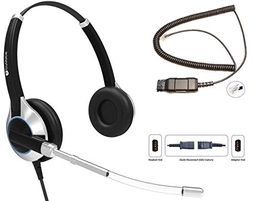 TruVoice HD-350 Deluxe Wired Headset with Noise Reduction Voice Tube & HD Speakers - Includes Amplified Adapter Cable Compatible with Avaya 16xx, 96xx and J Series Desk Phones