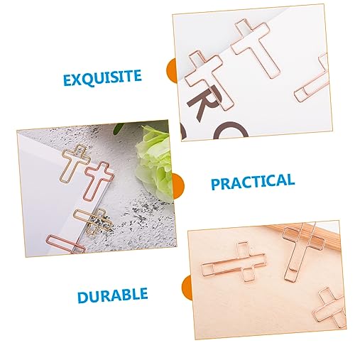 240 Pcs Paper Clips for Office Bible Clips Desk Accessories Cross Pin Office Accessories Bible Shaped Pin Colorful File Folders Gold Decor Journaling Paper Clips Small Pin Metal (Rose Goldx