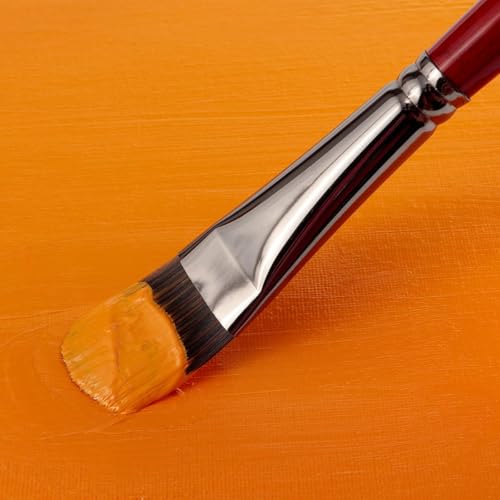 Creative Mark Staccato Artist Paintbrush - Filbert Size 20 - Synthetic Long Handled Brushes for Acrylic Paints, Handmade and Full Bodied with Springy Response