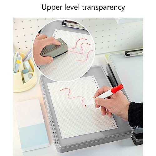 Clipboard with Storage, Clipboard Storage Box A4 Cases with Separate Pen Compartment Clear File Holder Writing Pad in Black