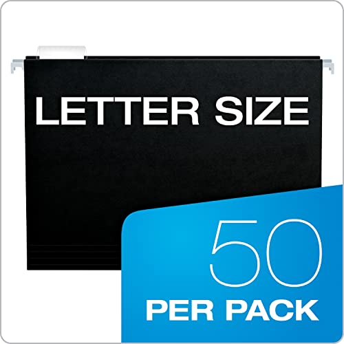 Pendaflex Black Hanging File Folders, 1/5 Cut Adjustable Tabs, 50 Pack