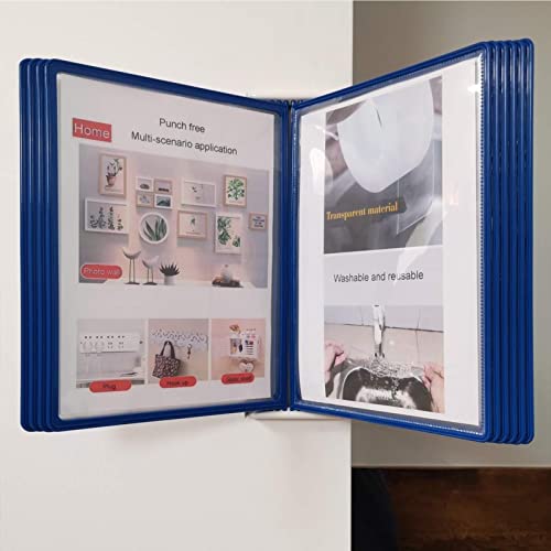JDXQBLD Wall Mount Reference Organizer - Catalog Display Rack, 10 Panels Wall Display System, Wall Mount Display Panels, Metal Panel System, for Warehouse, Workshop, Shop, Labora,Blue