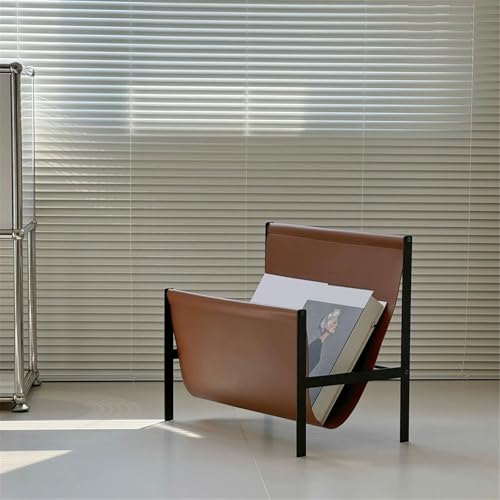 Office Bookshelf Vintage Minimalism Leather Floor Small Bookshelf Multifunctional Magazine Rack Newspaper Stand