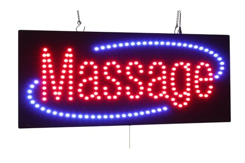 Massage Sign, Jumbo Size, 32"x13", 81x33cm, TOPKING, LED, Neon, Florescent, Signage, Signboard, Display, Billboard, Screen, Grand Opening, Gift