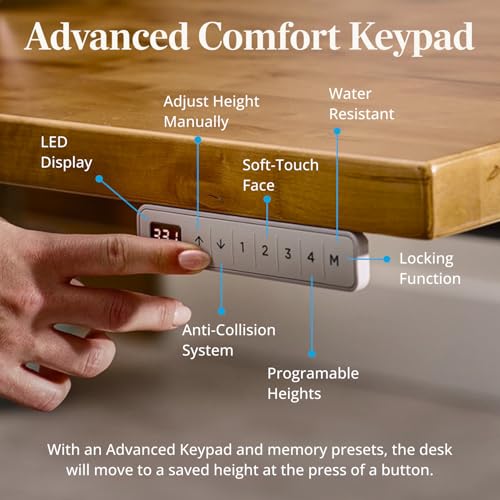 UPLIFT DESK Dark Bamboo (42 x 30 inch) Standing Desk 2-Leg V3 Adjustable Stand Up C-Frame (Black), Advanced Keypad, Wire Grommets, Wire Tray, Rocker Board